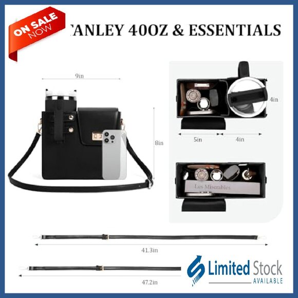 Waterproof Crossbody Cup Holder Bag with Adjustable Strap for 40oz Tumblers - Picture 7 of 8